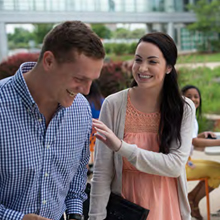 Discover employees enjoying Riverwoods Campus