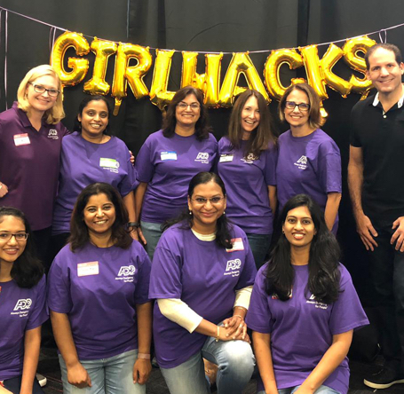Group of female employees at GirlHacks event