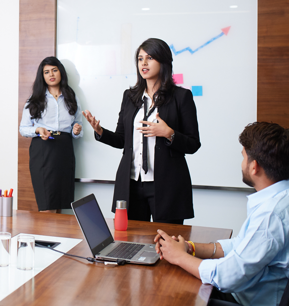 Two ADP employees presenting to a small group