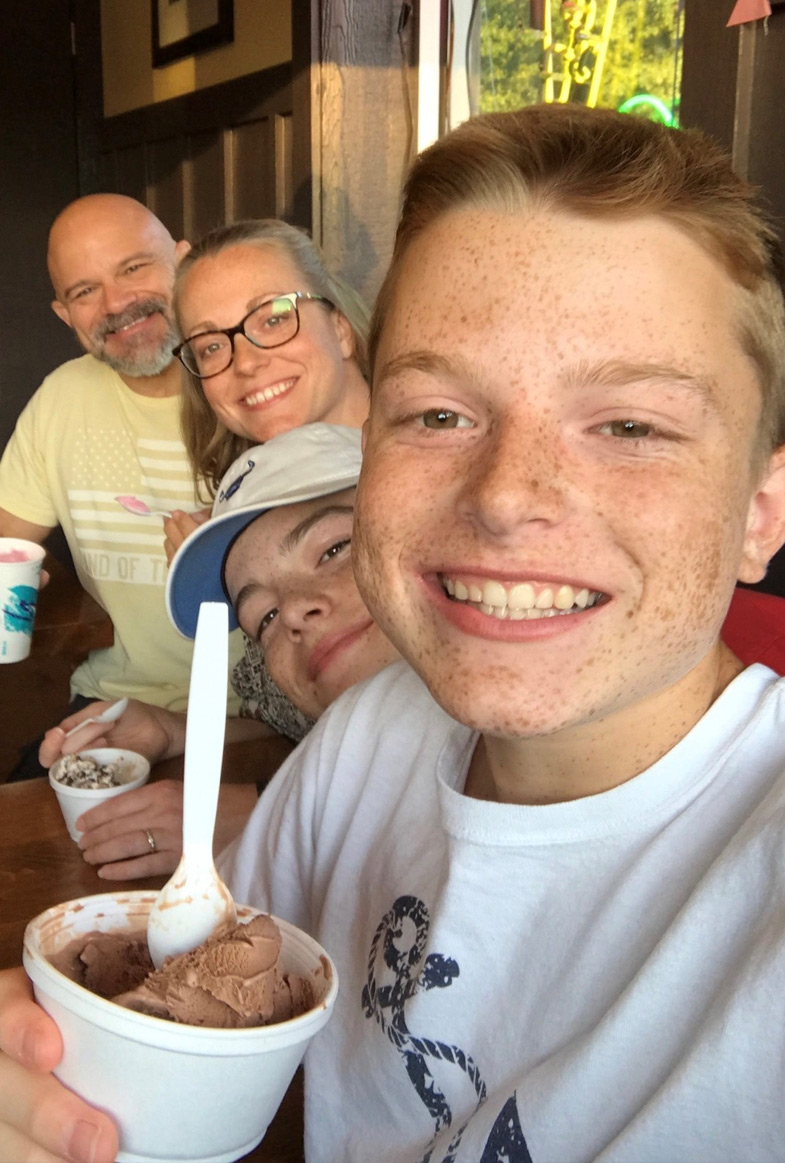 Lisa with her husband and two sons after leaving the military Lisa with her husband and two sons after leaving the military