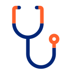 stethoscope 150×150 Icon of a medical professional.
