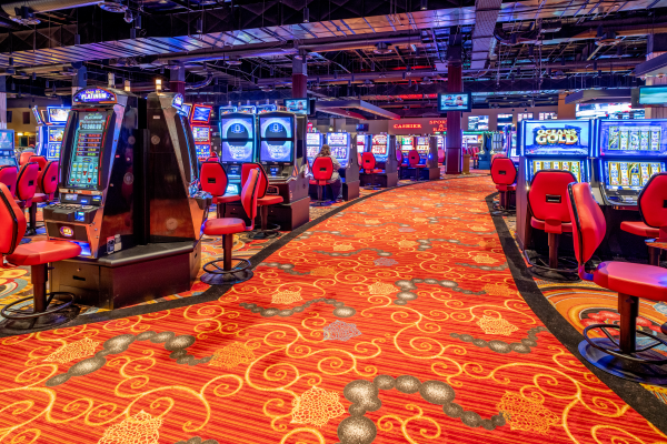 Interior shot of Mardi Gras Casino and Resort, slot machines