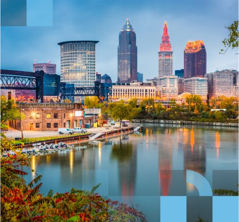 The Cleveland, Ohio city skyline