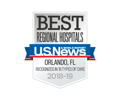 Best Regional Hospitals U.S. News Orlando, FL - recognized in 16 types of care - 2018-19