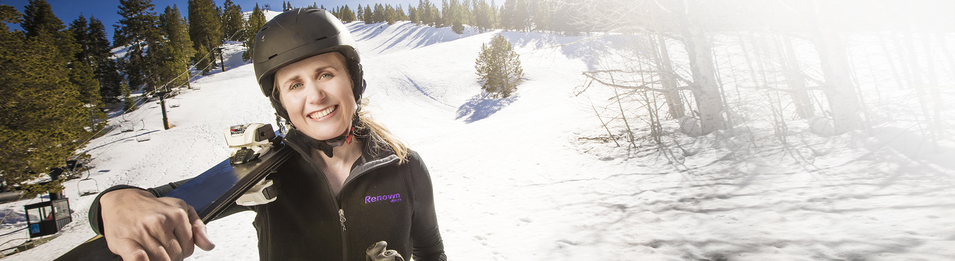 Women with ice skate board