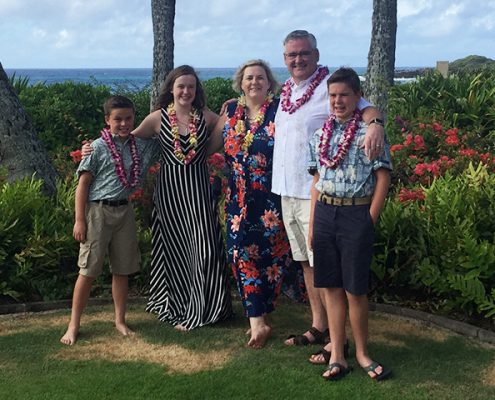 Man on vacation with family