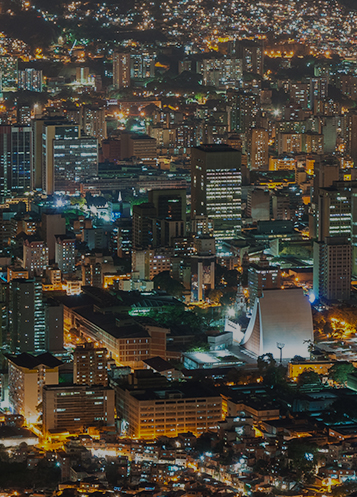 Vista aérea das luzes da cidade em Valência, Venezuela