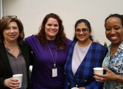 three ADP associates holding beverage cups