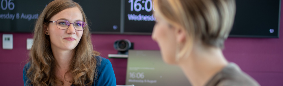 Women collaborating in an office