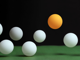 Ping pong balls representing market volatility